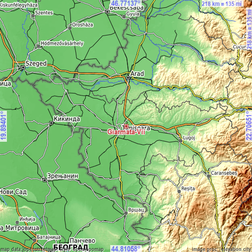 Topographic map of Giarmata-Vii