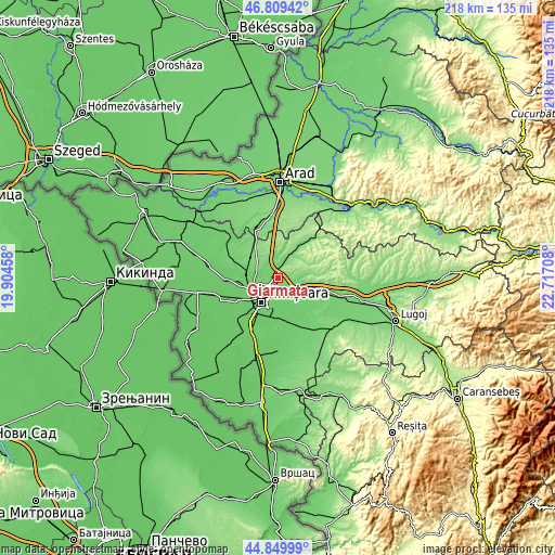Topographic map of Giarmata