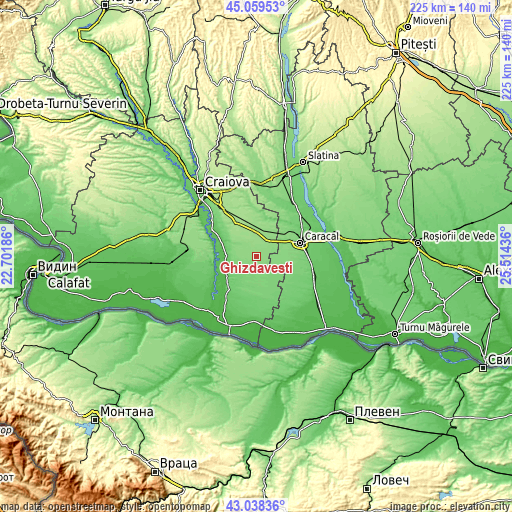 Topographic map of Ghizdăvești