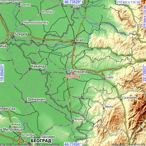 Topographic map of Ghiroda