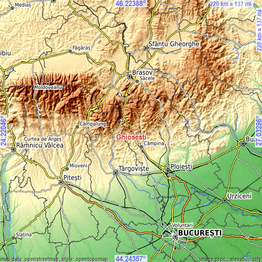 Topographic map of Ghioșești