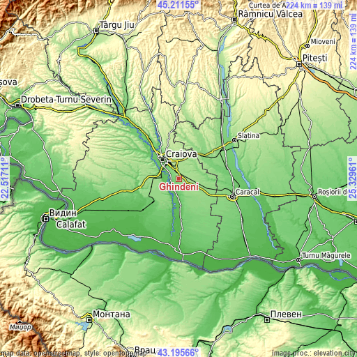 Topographic map of Ghindeni