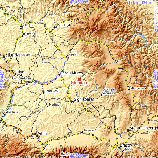 Topographic map of Ghindari