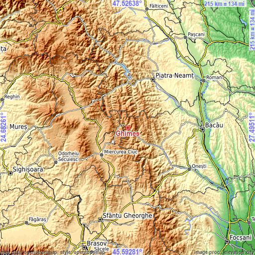 Topographic map of Ghimeș