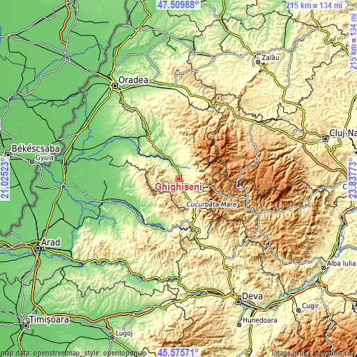 Topographic map of Ghighișeni