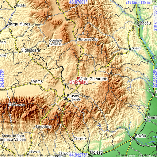 Topographic map of Ghidfalău