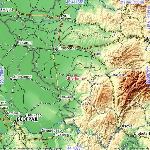 Topographic map of Gherteniș