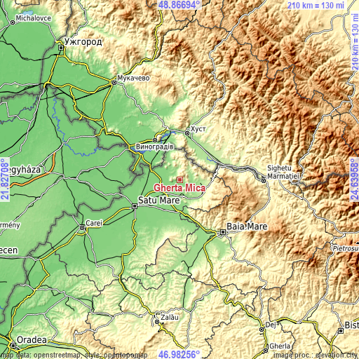 Topographic map of Gherţa Mică