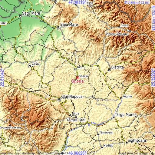 Topographic map of Gherla