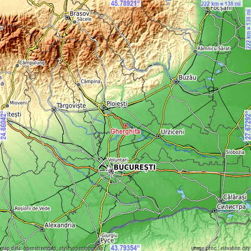 Topographic map of Gherghiţa