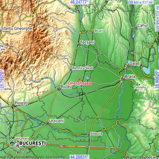 Topographic map of Ghergheasa