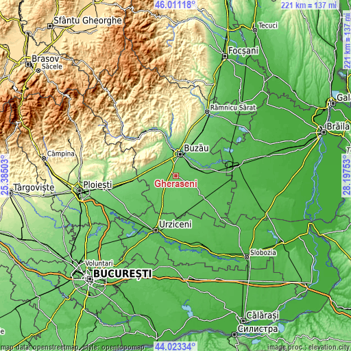 Topographic map of Gherăseni