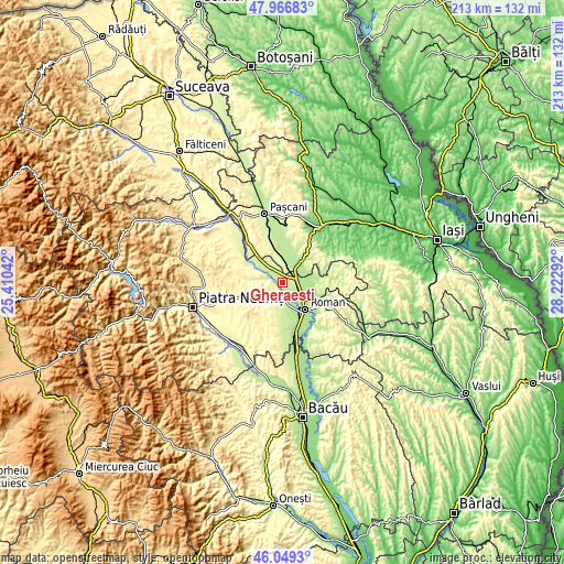 Topographic map of Gherăeşti