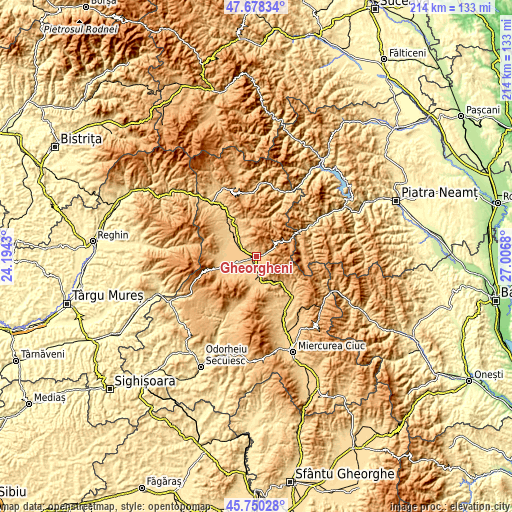 Topographic map of Gheorgheni
