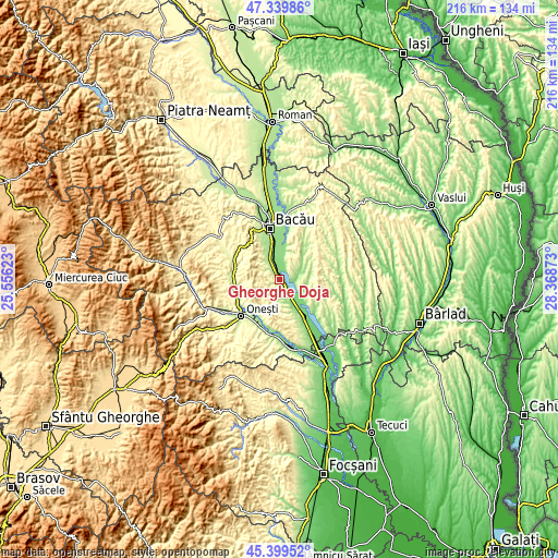 Topographic map of Gheorghe Doja