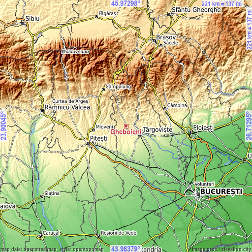 Topographic map of Gheboieni