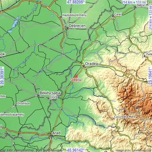 Topographic map of Gepiu