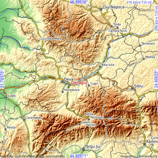 Topographic map of Geoagiu