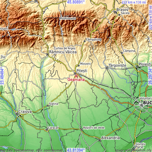Topographic map of Geamăna