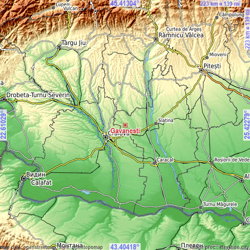 Topographic map of Găvănești