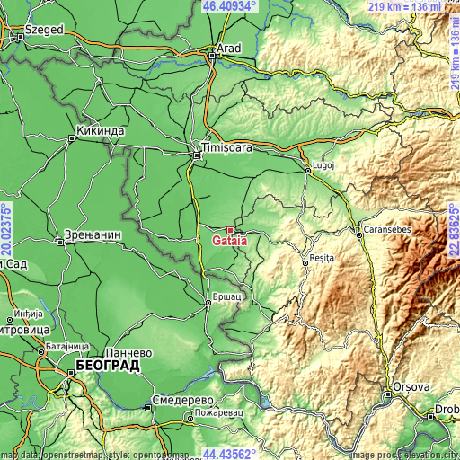 Topographic map of Gătaia