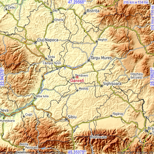 Topographic map of Găneşti