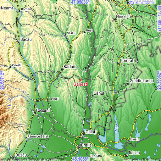 Topographic map of Gănești