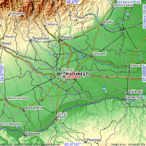 Topographic map of Găneasa