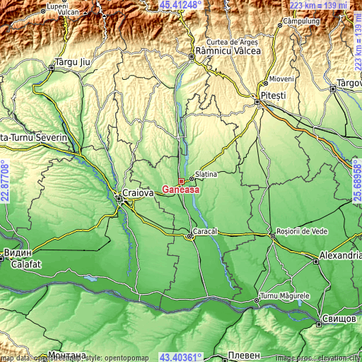 Topographic map of Găneasa