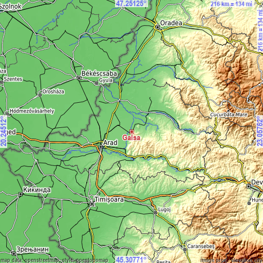 Topographic map of Galșa