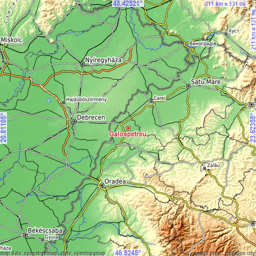 Topographic map of Galoșpetreu