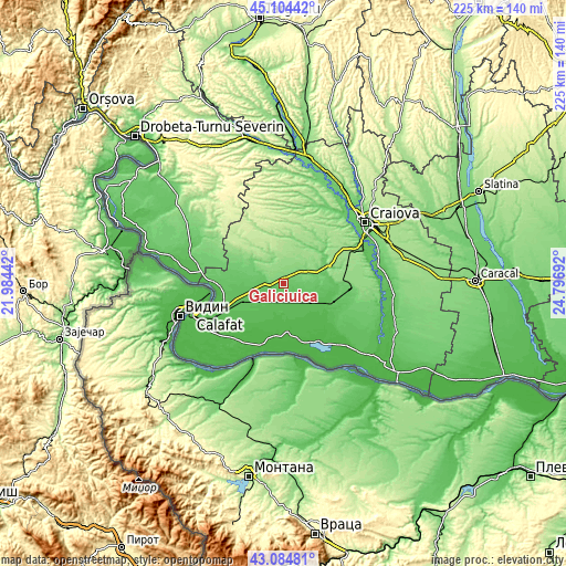 Topographic map of Galiciuica