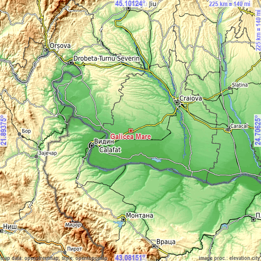 Topographic map of Galicea Mare