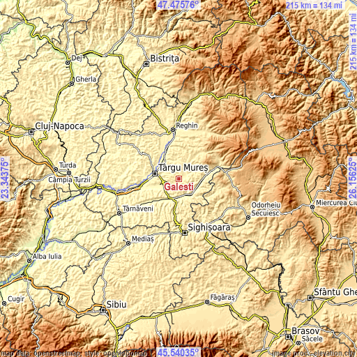 Topographic map of Găleşti