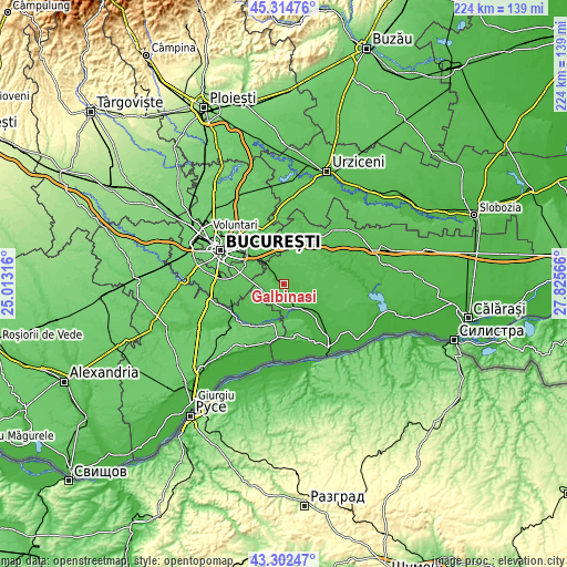 Topographic map of Gălbinași