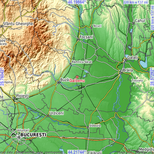 Topographic map of Galbenu