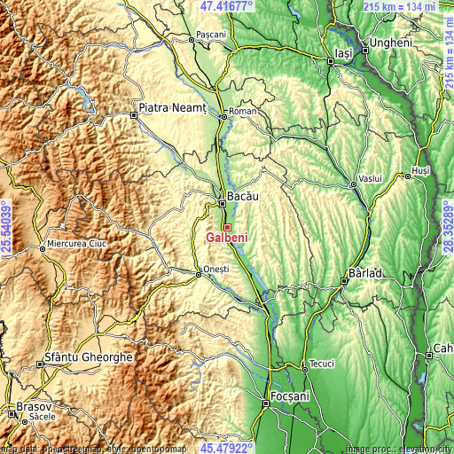 Topographic map of Galbeni