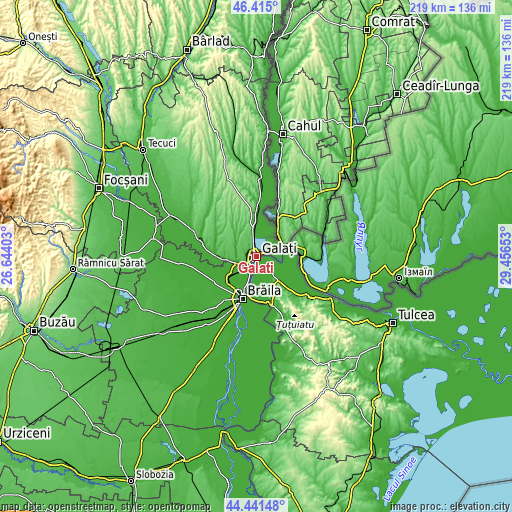 Topographic map of Galaţi