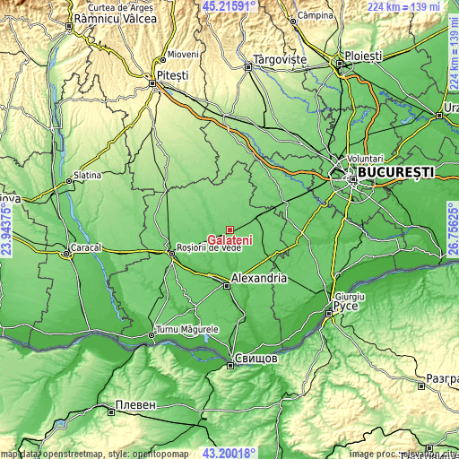 Topographic map of Gălăţeni