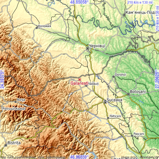 Topographic map of Gălăneşti