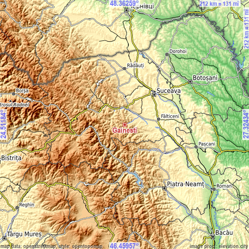 Topographic map of Găinești