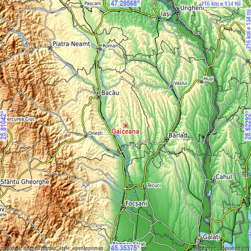 Topographic map of Găiceana