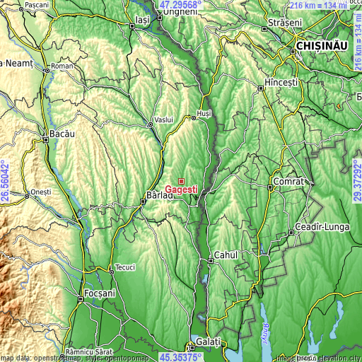 Topographic map of Găgeşti