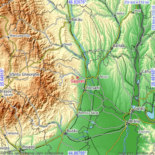 Topographic map of Găgești