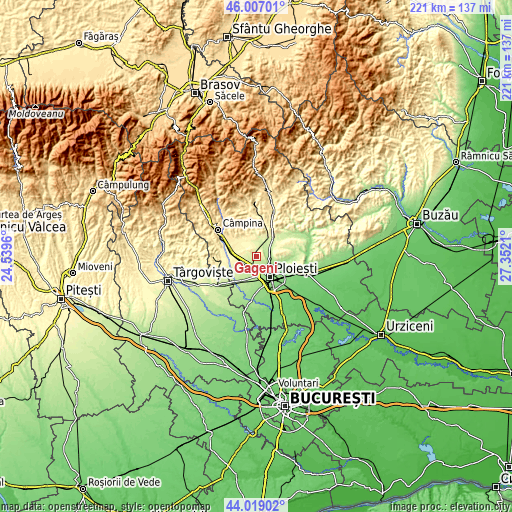 Topographic map of Găgeni