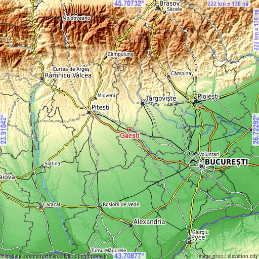 Topographic map of Găeşti