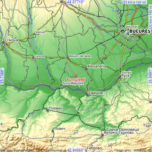 Topographic map of Furculești