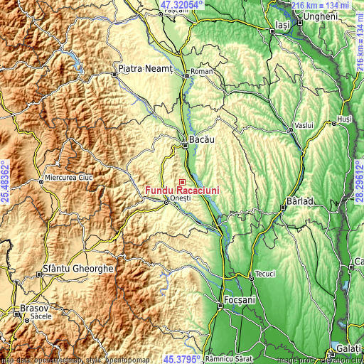 Topographic map of Fundu Răcăciuni