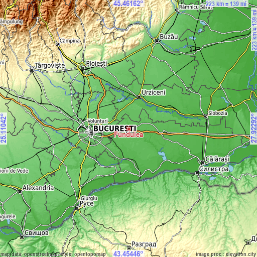 Topographic map of Fundulea