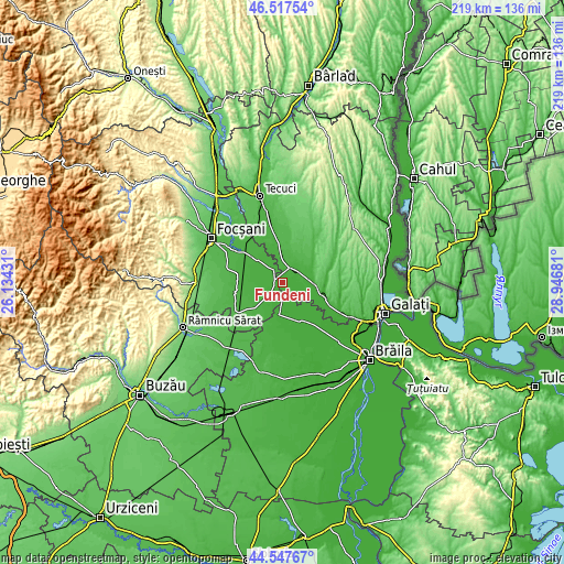 Topographic map of Fundeni